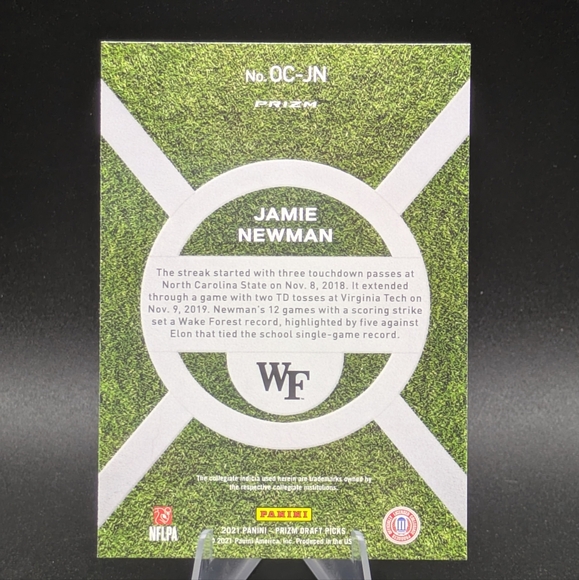 2021 Panini Prizm Draft Picks On Campus Jamie Newman OC-JN Rookie RC Wake Forest - Picture 4 of 6